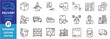 © Parbat - A set of line icons related to Delivery. Deliver, ship, cargo, shipment, free, business, package, drone, robot, online, location, and so on. Vector outline icons set.