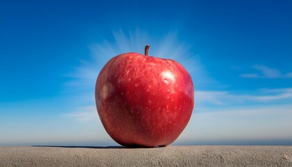 Poster - Red apple on blue sky