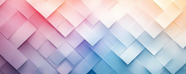 Wall Mural - Geometric diamond pattern with soft gradients and a white central space.