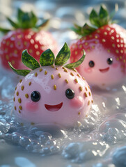 Poster - Cute Strawberry in Milk.