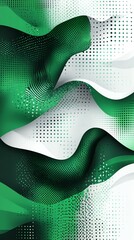 Aufkleber - Abstract green and white background with dots and waves.