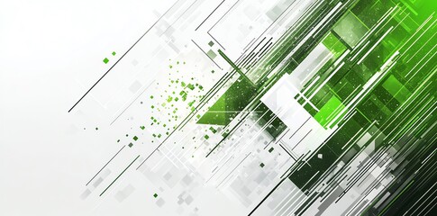 Poster - Abstract Green and White Geometric Background.