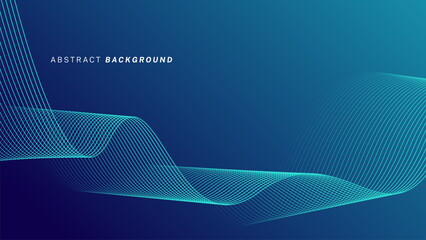 Wall Mural - Abstract glowing wave lines on dark blue background. Dynamic wave pattern. Modern flowing wavy lines. Futuristic technology concept. Suit for banner, poster, cover, brochure, flyer, website