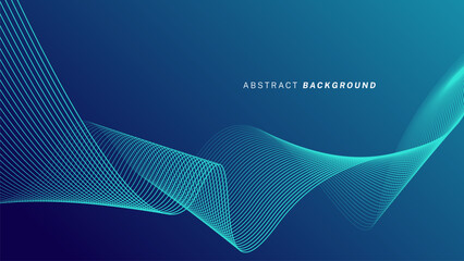 Wall Mural - Abstract glowing wave lines on dark blue background. Dynamic wave pattern. Modern flowing wavy lines. Futuristic technology concept. Suit for banner, poster, cover, brochure, flyer, website