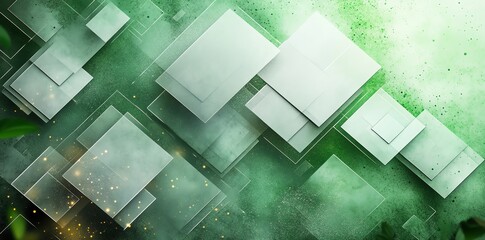 Fototapete - Abstract Green and White Squares Background.