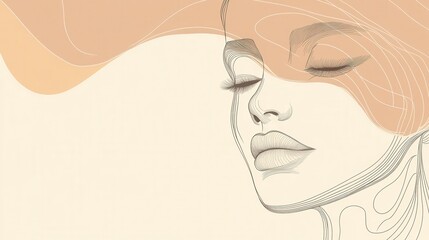 Poster - A graceful silhouette of a woman's face shows smooth lines and soft colors, capturing an essence of tranquility and beauty. Generative AI