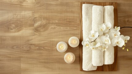 Poster - a spa setting with candles, orchids