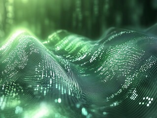 Poster - Abstract green digital wave background.