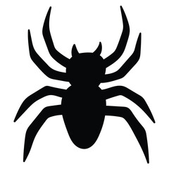 Hand drawn cartoon spider silhouette on white background.