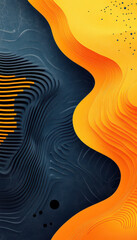 Wall Mural - Textured abstract design with bold orange and black waves creating depth and contrast.