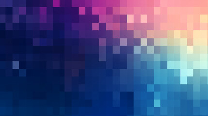 Poster - Abstract Pixel Art Gradient Color Block Purple Pink Blue Square Mosaic