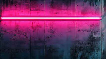 Poster - Pink neon light on concrete wall, industrial aesthetic and urban concept