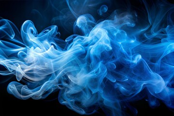 Sticker - Ethereal swirls of blue smoke against dark background