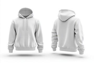 Blank White Hoodie Mockup   Front and Back View