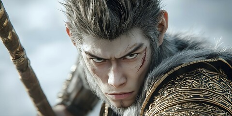 Poster - Monkey King Closeup Portrait with Golden Armo