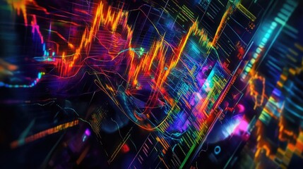 Poster - Vibrant abstract visualization of data trends, featuring colorful graphs and intricate patterns representing technology and analytics.