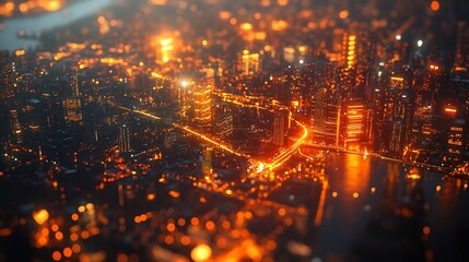 Poster - Smart city and intelligent communication network of things wireless connection technologies concept : Generative AI
