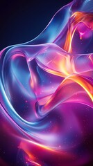Aufkleber - Abstract purple and blue glowing wave background.