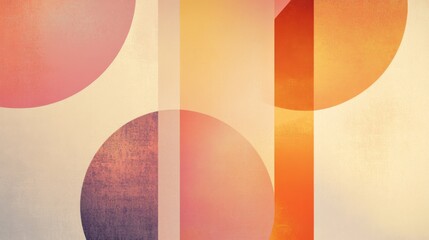 Poster - Detailed shot of an abstract background featuring bold geometric shapes and gradients in warm tones, offering a modern and energetic visual appeal.