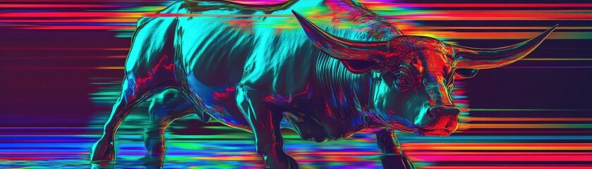 Aufkleber - A vibrant, abstract bull image showcasing dynamic colors and motion, perfect for art, business, or contemporary design themes.