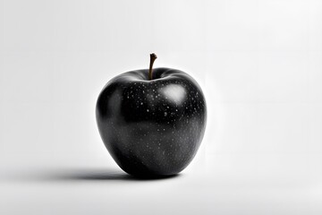 Black apple on white background, AI Generated