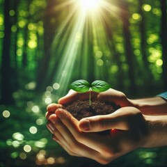 Wooden cubes with ESG icons and green plant symbolizing sustainable investment and organizational development for environmental and social governance