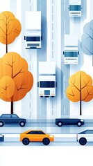 Poster - AI in transportation, smart traffic management systems, flat design illustration