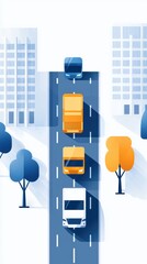 Poster - AI in transportation, smart traffic management systems, flat design illustration