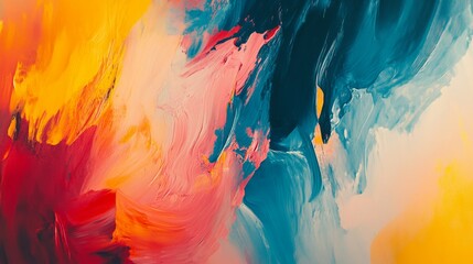 Aufkleber - Detailed view of an abstract background with a mix of vibrant colors and fluid brushstrokes, capturing an artistic and dynamic visual movement
