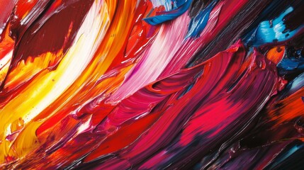 Fototapete - Detailed view of an abstract background with a mix of vibrant colors and fluid brushstrokes, capturing an artistic and dynamic visual movement