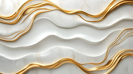 Wall Mural - luxurious shiny golden line frame intricate with beautiful pearl white background.