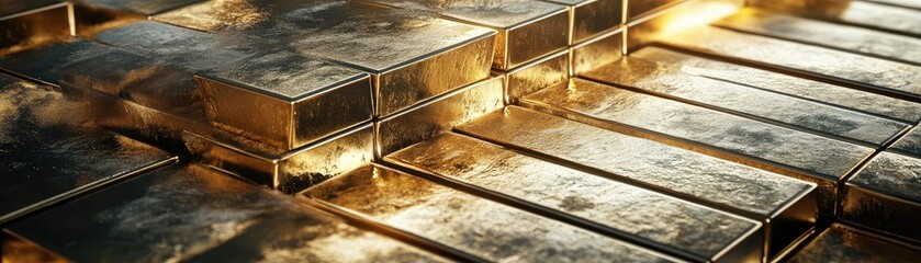 Aufkleber - A stunning view of gold bars, symbolizing wealth, luxury, and prosperity in finance and investment.