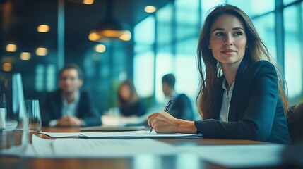 Fototapete - Documents meeting and business people in office for discussion legal consulting and agreement Corporate lawyer law agency and women and paperwork for client contract collaboration and  : Generative AI