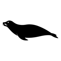 Canvas Print - seal vector silhouette isolated white background