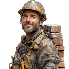 Bricklayer Man isolated on a transparent background png file no background - handsome_1 png file