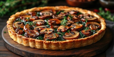 Mushroom and Spinach Tart with Flaky Crust