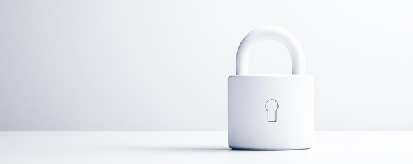 A minimalist white padlock on a clean surface, symbolizing security, protection, and confidentiality in a modern design.