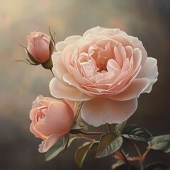 Canvas Print - beautiful close up of a light pink wild roses 