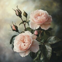 Canvas Print - beautiful close up of a light pink wild roses 