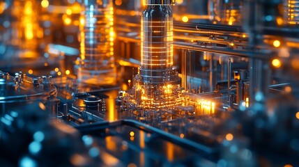 Poster - Modern factory and communication network concept Telecommunication IoT Internet of Things ICT Information communication Technology 5G Smart factory Digital transformation : Generative AI