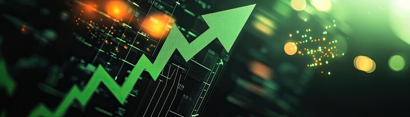 Poster - Dynamic graph illustrating growth trends with green arrow, perfect for financial and business presentations.