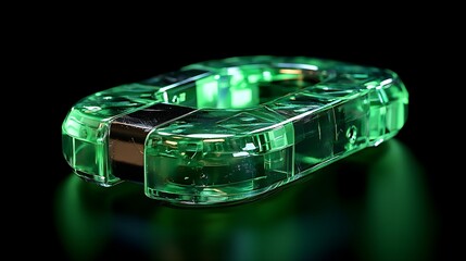 Green plastic electronic lock with translucent sci-fi design