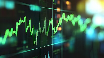 Aufkleber - Close-up of a vibrant financial graph displaying data trends and statistics, perfect for finance and investment themes.