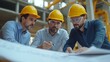 © The Little Hut - team engineer foreman architect meeting for colleagues discussing and checks construction blueprints at onsite : Generative AI