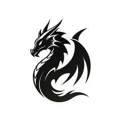 Wall Mural - dragon vector, silhouette, logo design on white background 