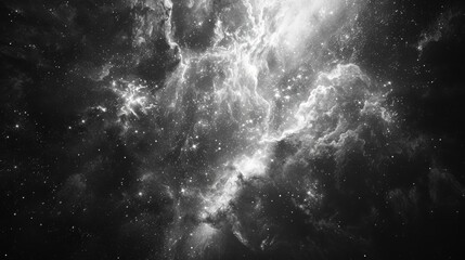 Wall Mural - a black and white photo of a starry sky with a few clouds