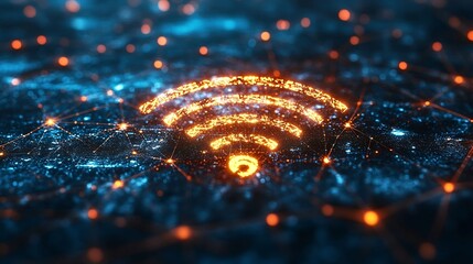Aufkleber - Wireless technology concept global network connections WiFi networking Speed Wireless internet connection communication technology Cyberspace Blockchain Cloud computing and big data : Generative AI