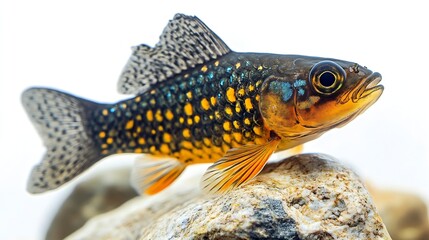 Stream barilius fish on isolated white background Barilius koratensisis freshwater ornamental fish habitat stream on mountain : Generative AI