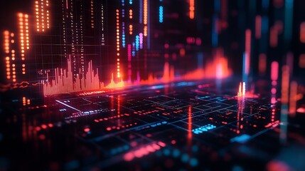 Fototapete - Analysis data for business and data management system concept report with graph or chart and metrics connected to database Corporate strategy for finance operations sales marketing : Generative AI