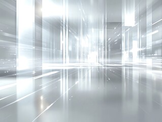 Poster - Abstract white futuristic hallway.